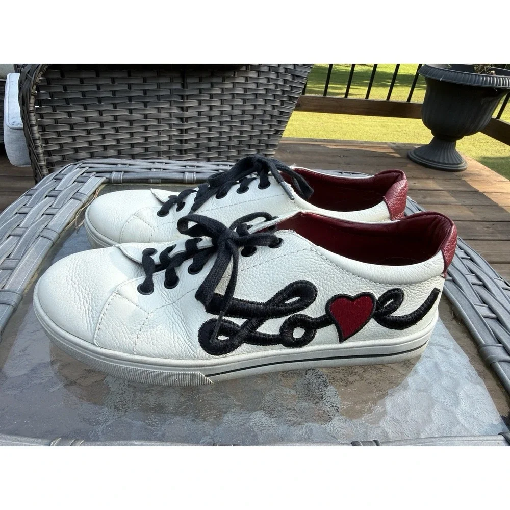 Brighton Love Me White Leather Sneakers Heart Size 7 M